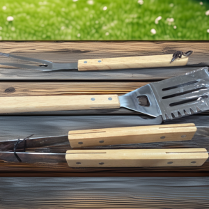 Wood Handled Grill Utensil Set